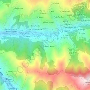 Castriḷḷón地形图、海拔、地势