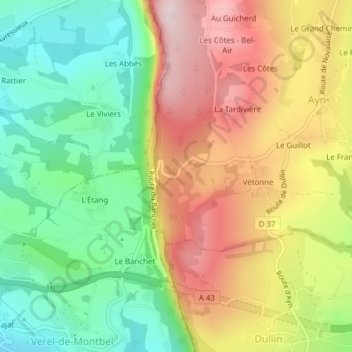 Col du Banchet地形图、海拔、地势