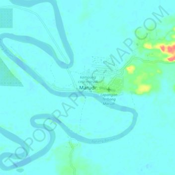 Marudi地形图、海拔、地势