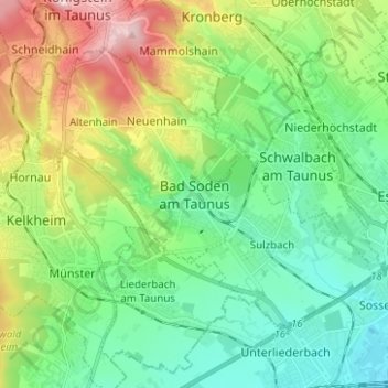 Bad Soden am Taunus地形图、海拔、地势