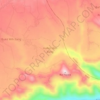 Hakim Wih Ilang地形图、海拔、地势