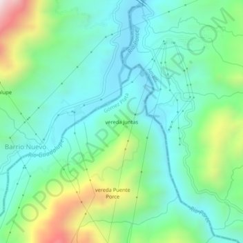 vereda Juntas地形图、海拔、地势