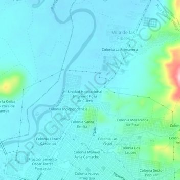 Colonia La Rueda地形图、海拔、地势