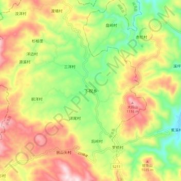 下祝乡地形图、海拔、地势