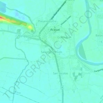 San Jose Mesulo地形图、海拔、地势