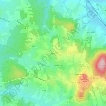 Givry地形图、海拔、地势