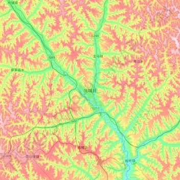 庆城县地形图、海拔、地势