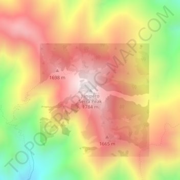 Junipero Serra Peak地形图、海拔、地势