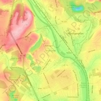 North Coplay地形图、海拔、地势