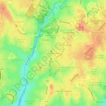 Spring Valley地形图、海拔、地势