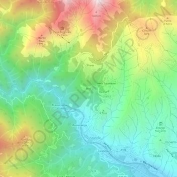 Rivò地形图、海拔、地势