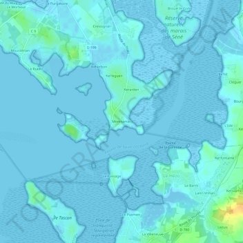 Montsarrac地形图、海拔、地势