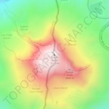 South Sister地形图、海拔、地势