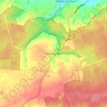 Seloignes地形图、海拔、地势