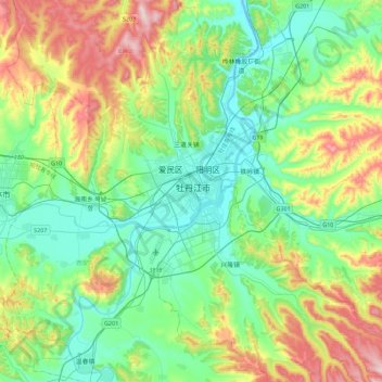 西安区地形图、海拔、地势
