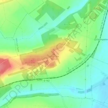 Mont Bar地形图、海拔、地势