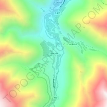 Alcohuaz地形图、海拔、地势