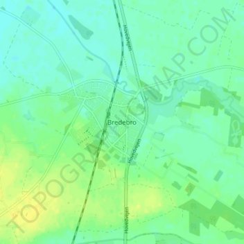 Bredebro地形图、海拔、地势
