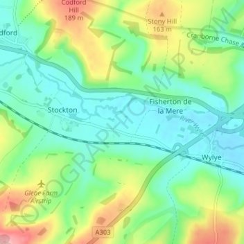 Bapton地形图、海拔、地势