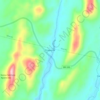 Progresso地形图、海拔、地势