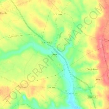 Pena地形图、海拔、地势