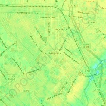 Arbolada Addition地形图、海拔、地势