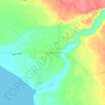 Bondokodi地形图、海拔、地势