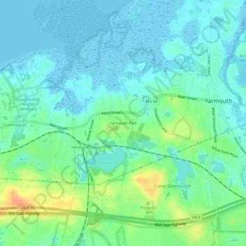 Yarmouth Port地形图、海拔、地势