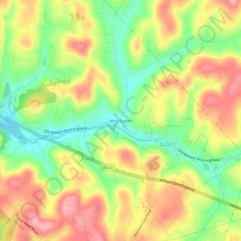 West Export地形图、海拔、地势