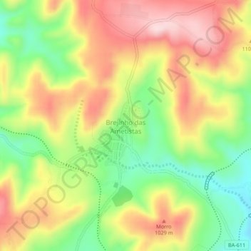 Brejinho das Ametistas地形图、海拔、地势