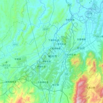北湖区地形图、海拔、地势