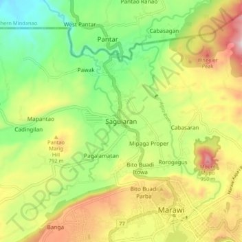 Saguiaran地形图、海拔、地势