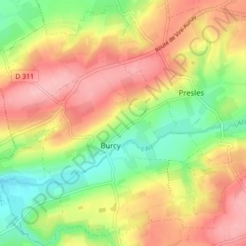 Le Douit地形图、海拔、地势