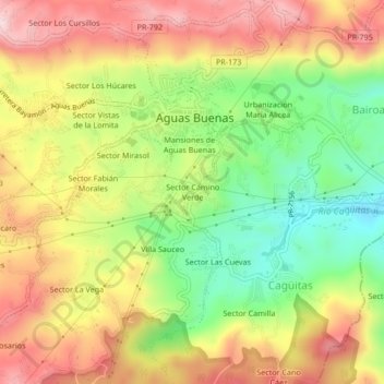Sector Camino Verde地形图、海拔、地势