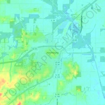 Harrisburg地形图、海拔、地势