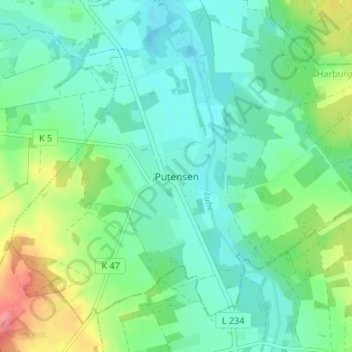 Putensen地形图、海拔、地势