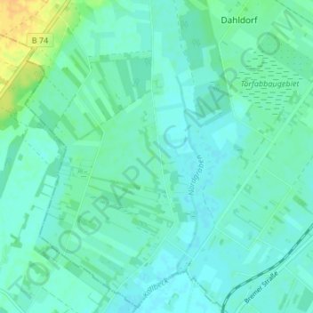 Kuhstedtermoor地形图、海拔、地势