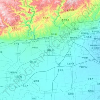 博爱县地形图、海拔、地势