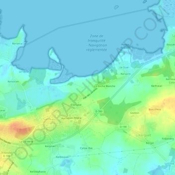 Kerbodec地形图、海拔、地势