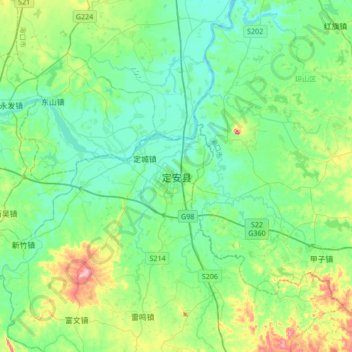 定安县地形图、海拔、地势
