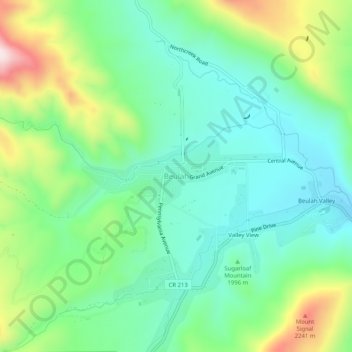 Beulah地形图、海拔、地势