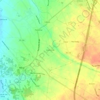 Valeirinha地形图、海拔、地势