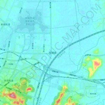 西湖镇地形图、海拔、地势