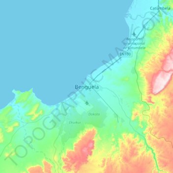 Benguela地形图、海拔、地势