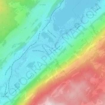 L'Orient地形图、海拔、地势