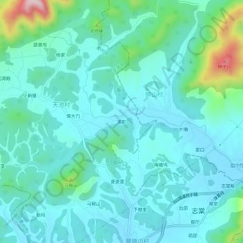 溪东地形图、海拔、地势