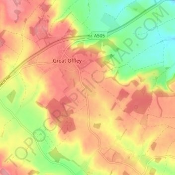 Offley Hoo地形图、海拔、地势
