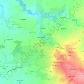 Landebaudière地形图、海拔、地势