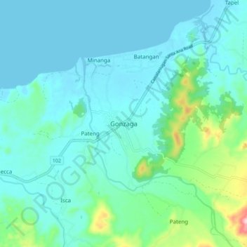 Gonzaga地形图、海拔、地势