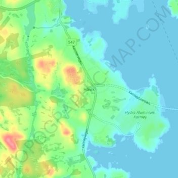Håvik地形图、海拔、地势